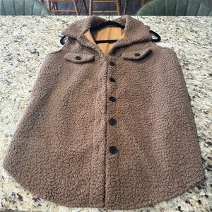 Brown Sherpa Button-Up Vest